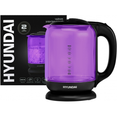 Чайник электрический Hyundai HYK-G5809 1.8л. 2200Вт фиолетовый/черный (корпус: стекло) - фото 13