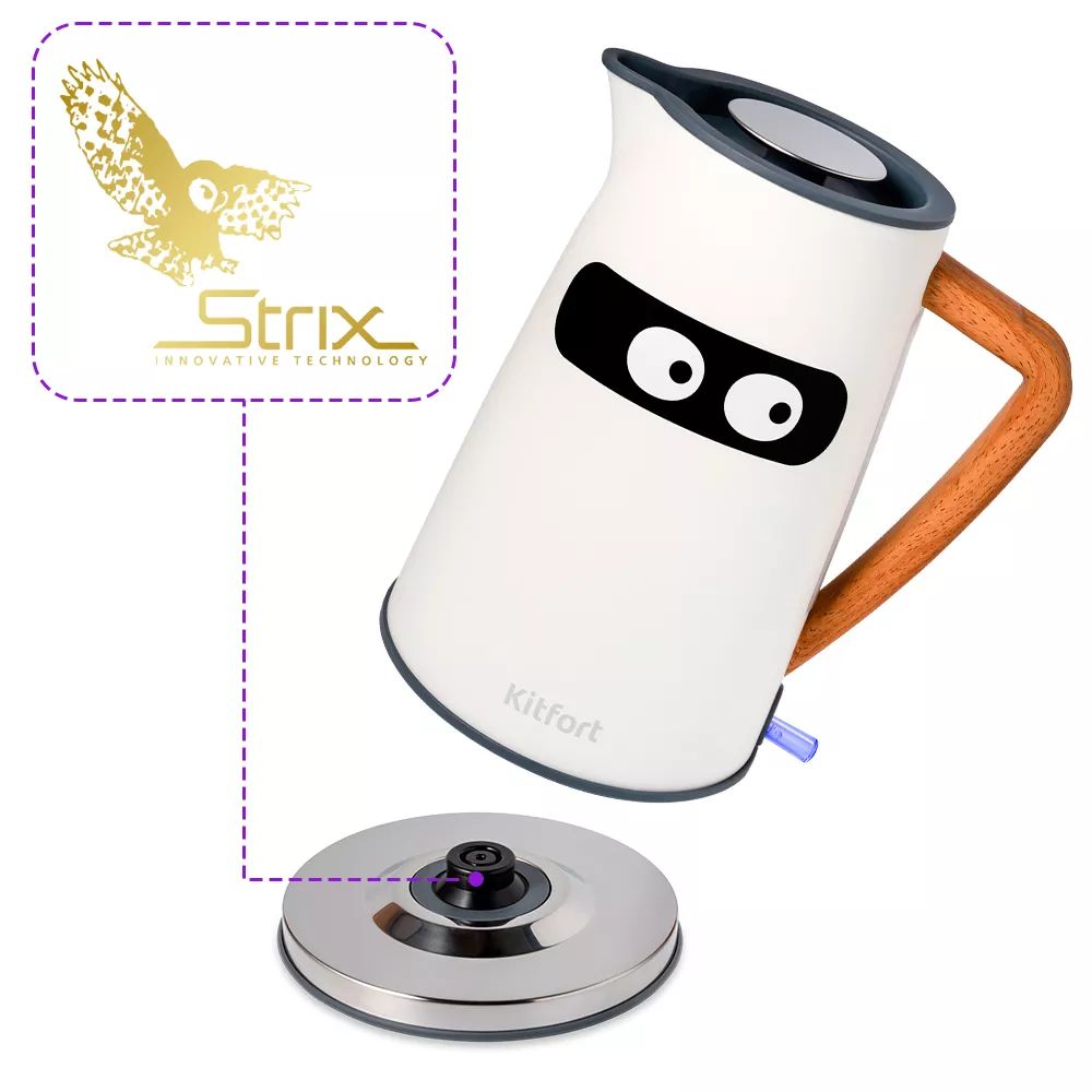 Чайник электрический Kitfort КТ-6148 1.7л. 2200Вт белый/серый - фото 3