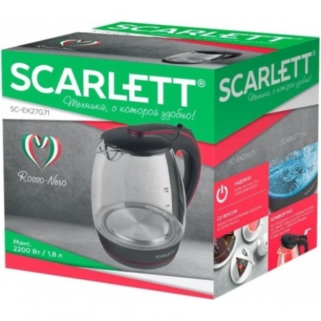 Чайник электрический Scarlett SC-EK27G71 черный/красный - фото 4