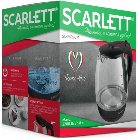 Чайник электрический Scarlett SC-EK27G71 черный/красный - фото 9