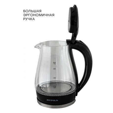 Чайник электрический Supra KES-1855G 1.8л. 1500Вт черный/прозрачный (корпус: стекло) - фото 3
