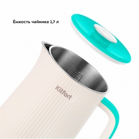 Чайник электрический Kitfort КТ-6197-2 бело-зеленый - фото 4
