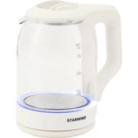 Чайник электрический Starwind SKG1056 1.8л. 2000Вт белый/прозрачный корпус: стекло - фото 3