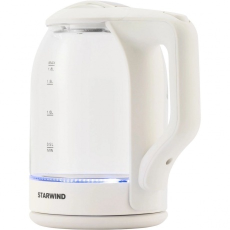 Чайник электрический Starwind SKG1056 1.8л. 2000Вт белый/прозрачный корпус: стекло - фото 4
