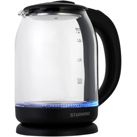 Чайник электрический Starwind SKG1779 1.8л. 1700Вт прозрачный/черный корпус: стекло - фото 5