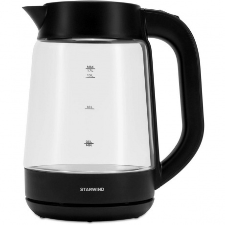 Чайник электрический Starwind SKG4030 1.7л. 2200Вт черный корпус: стекло/пластик - фото 2