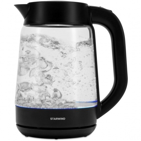 Чайник электрический Starwind SKG4030 1.7л. 2200Вт черный корпус: стекло/пластик - фото 3