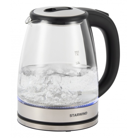 Чайник электрический Starwind SKG4777 1.8л. 2000Вт черный/прозрачный корпус: стекло - фото 3
