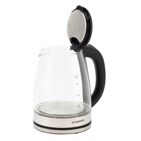 Чайник электрический Starwind SKG4777 1.8л. 2000Вт черный/прозрачный корпус: стекло - фото 4