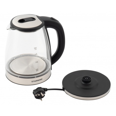 Чайник электрический Starwind SKG4777 1.8л. 2000Вт черный/прозрачный корпус: стекло - фото 8
