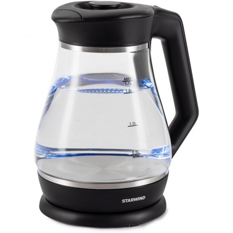 Чайник электрический Starwind SKS2035 1.7л. 2200Вт черный корпус: стекло/пластик - фото 3