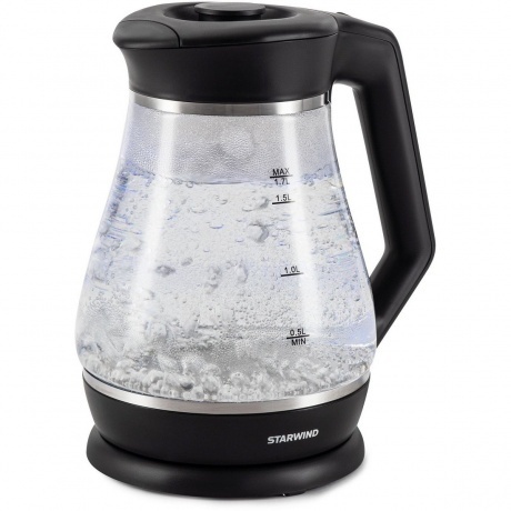 Чайник электрический Starwind SKS2035 1.7л. 2200Вт черный корпус: стекло/пластик - фото 4