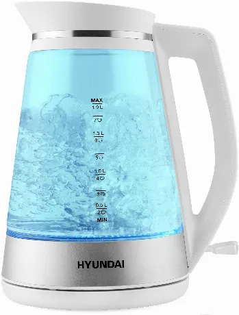 Чайник электрический Hyundai HYK-G3037 1.9л. 3000Вт белый/прозра...