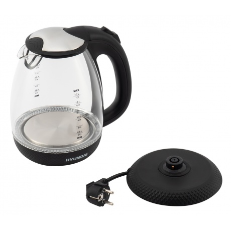 Чайник электрический Hyundai HYK-G3804 1.7л. 2200Вт черный (стекло) - фото 13