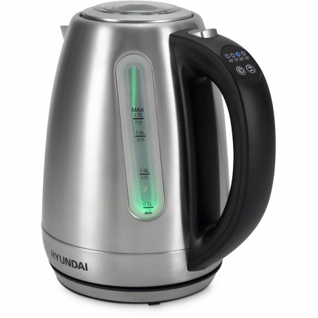 Чайник электрический Hyundai HYK-S8408 1.7л. 2200Вт серебристый матовый/черный (металл) - фото 3