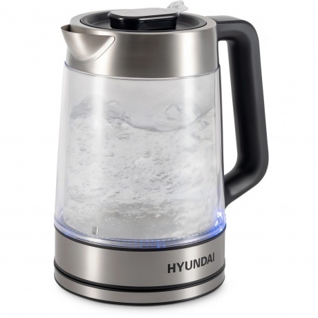 Чайник электрический Hyundai HYK-G5607 1.9л. 2200Вт черный/серебристый (стекло) - фото 3