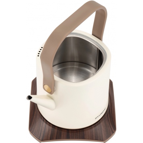 Чайник электрический Hyundai HYK-S2043 0.6л. 1000Вт кремовый/коричневый (металл) - фото 3