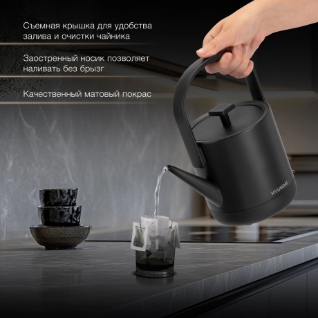 Чайник электрический Hyundai HYK-S2507 0.6л. 1000Вт черный (металл) - фото 11