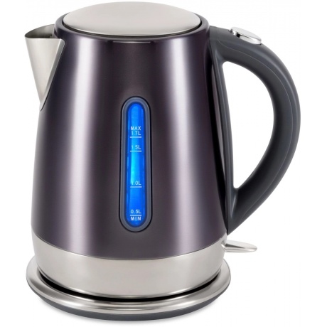 Чайник электрический Hyundai HYK-S7777 1.7л. 2200Вт графит/серебристый (металл) - фото 2