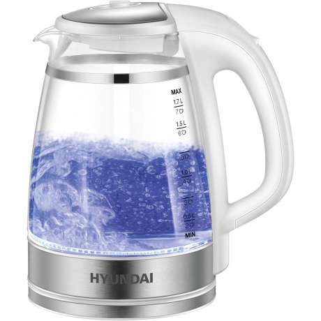 

Чайник электрический Hyundai HYK-G3506 1.7л. 2200Вт белый/серебристый (стекло)