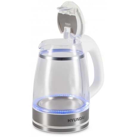 Чайник электрический Hyundai HYK-G3506 1.7л. 2200Вт белый/серебристый (стекло) - фото 3