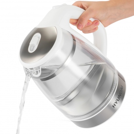 Чайник электрический Hyundai HYK-G3506 1.7л. 2200Вт белый/серебристый (стекло) - фото 10