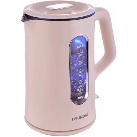 Чайник электрический Hyundai HYK-G8888 1.5л. 1700Вт кремовый/прозрачный (стекло) - фото 2