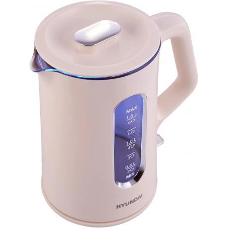 Чайник электрический Hyundai HYK-G8888 1.5л. 1700Вт кремовый/прозрачный (стекло) - фото 16