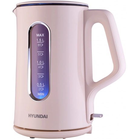 Чайник электрический Hyundai HYK-G8888 1.5л. 1700Вт кремовый/прозрачный (стекло) - фото 4
