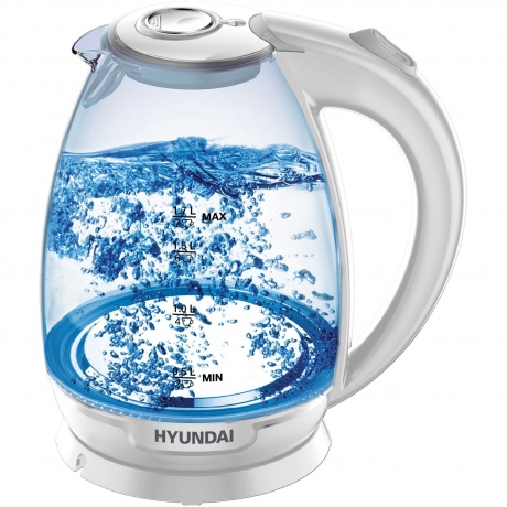Чайник электрический Hyundai HYK-G2409 1.7л. 2200Вт белый/серебр...