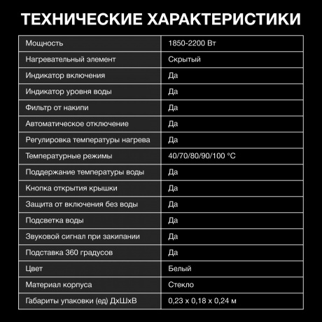 Чайник электрический Hyundai HYK-S3808 1.7л. 2200Вт белый (стекло) - фото 14