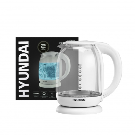 Чайник электрический Hyundai HYK-S3808 1.7л. 2200Вт белый (стекло) - фото 9