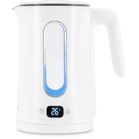 Чайник электрический Hyundai HYK-G5510 1.5л. 2200Вт белый/прозра...