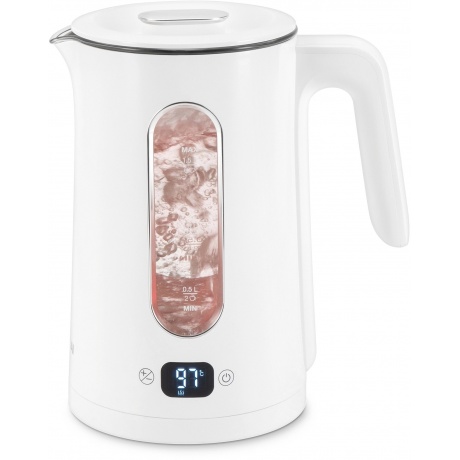 Чайник электрический Hyundai HYK-G5510 1.5л. 2200Вт белый/прозрачный (стекло) - фото 2