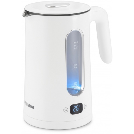Чайник электрический Hyundai HYK-G5510 1.5л. 2200Вт белый/прозрачный (стекло) - фото 3