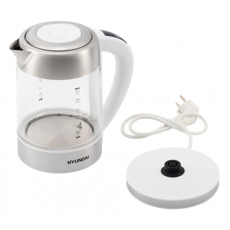 Чайник электрический Hyundai HYK-S5807 1.7л. 2200Вт белый/серебристый (стекло/металл) - фото 11