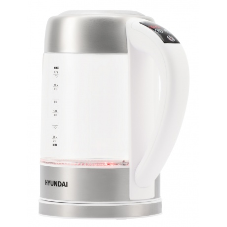 Чайник электрический Hyundai HYK-S5807 1.7л. 2200Вт белый/серебристый (стекло/металл) - фото 4