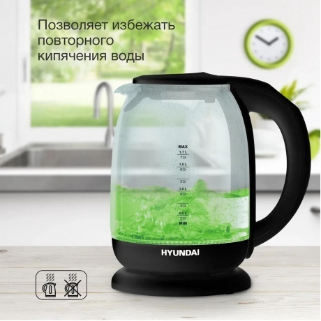 Чайник электрический Hyundai HYK-S3809 1.7л. 2200Вт черный (стекло/пластик) - фото 20