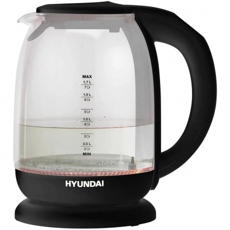 Чайник электрический Hyundai HYK-S3809 1.7л. 2200Вт черный (стекло/пластик) - фото 3