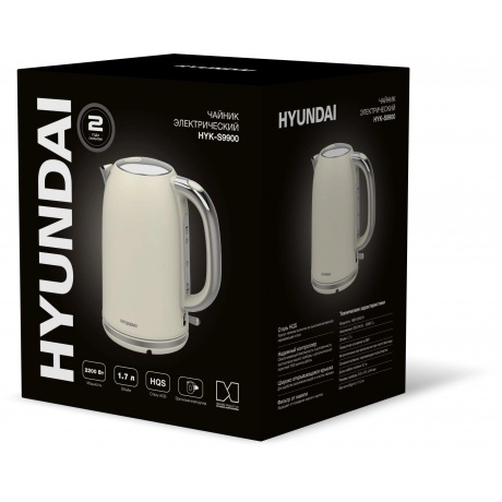 Чайник электрический Hyundai HYK-S9900 1.7л. 2200Вт молочный/серебристый (металл) - фото 16