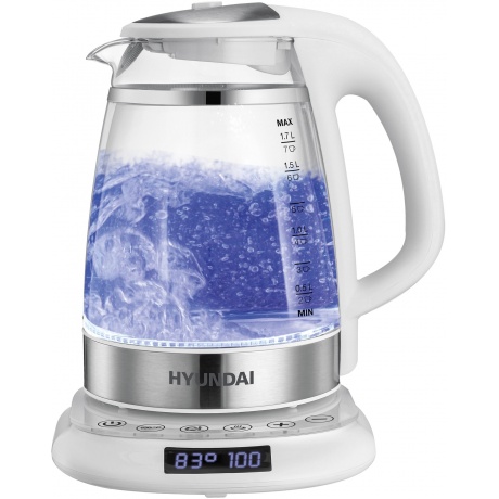 Чайник электрический Hyundai HYK-G5507 1.7л. 2200Вт белый/серебристый (стекло) - фото 2
