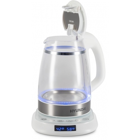 Чайник электрический Hyundai HYK-G5507 1.7л. 2200Вт белый/серебристый (стекло) - фото 6