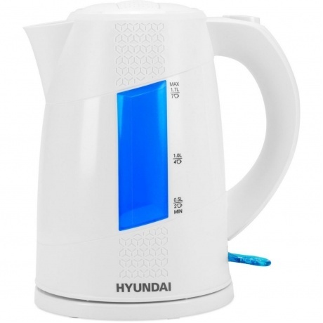 Чайник электрический Hyundai HYK-P2407 1.7л. 2200Вт белый/голубой (пластик) - фото 2