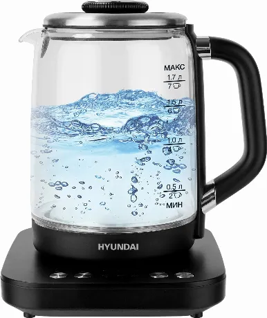 Чайник электрический Hyundai HYK-G5506 1.7л. 2200Вт черный/сереб...