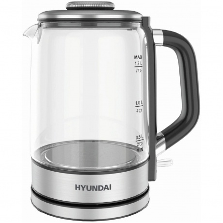 Чайник электрический Hyundai HYK-G5501 1.7л. 2200Вт серебристый/черный (стекло) - фото 2
