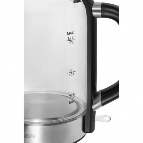 Чайник электрический Hyundai HYK-G5501 1.7л. 2200Вт серебристый/черный (стекло) - фото 14
