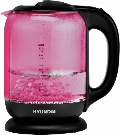 Чайник электрический Hyundai HYK-G4808 1.7л. 2200Вт малиновый/че...