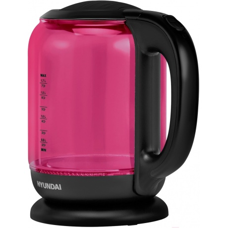 Чайник электрический Hyundai HYK-G4808 1.7л. 2200Вт малиновый/черный (стекло) - фото 4