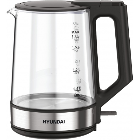 Чайник электрический Hyundai HYK-G8808 1.7л. 2200Вт черный/серебристый (стекло) - фото 2