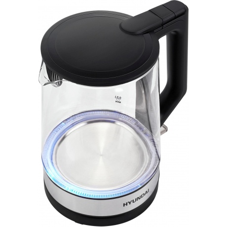 Чайник электрический Hyundai HYK-G8808 1.7л. 2200Вт черный/серебристый (стекло) - фото 5